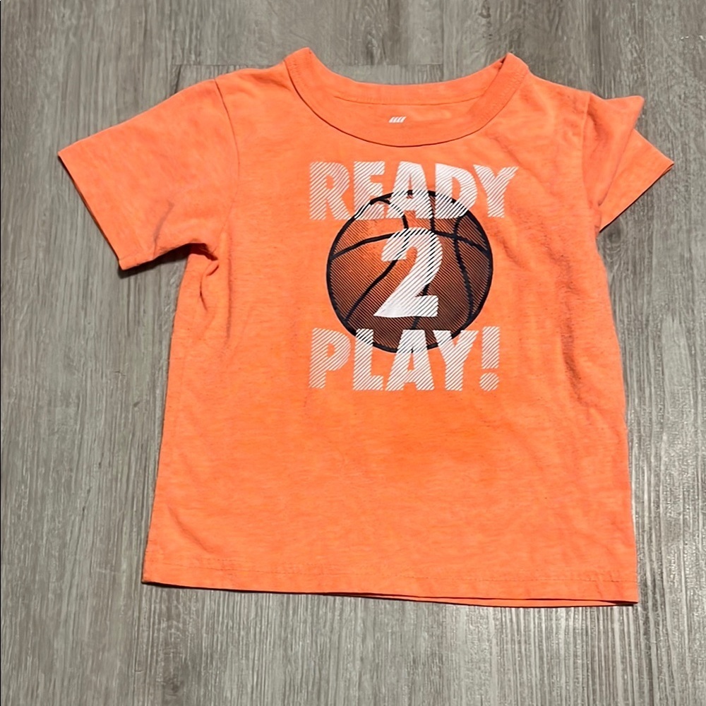 4/$20 Place Sports Orange Kids Shirt with Basketball Print 18-24M
